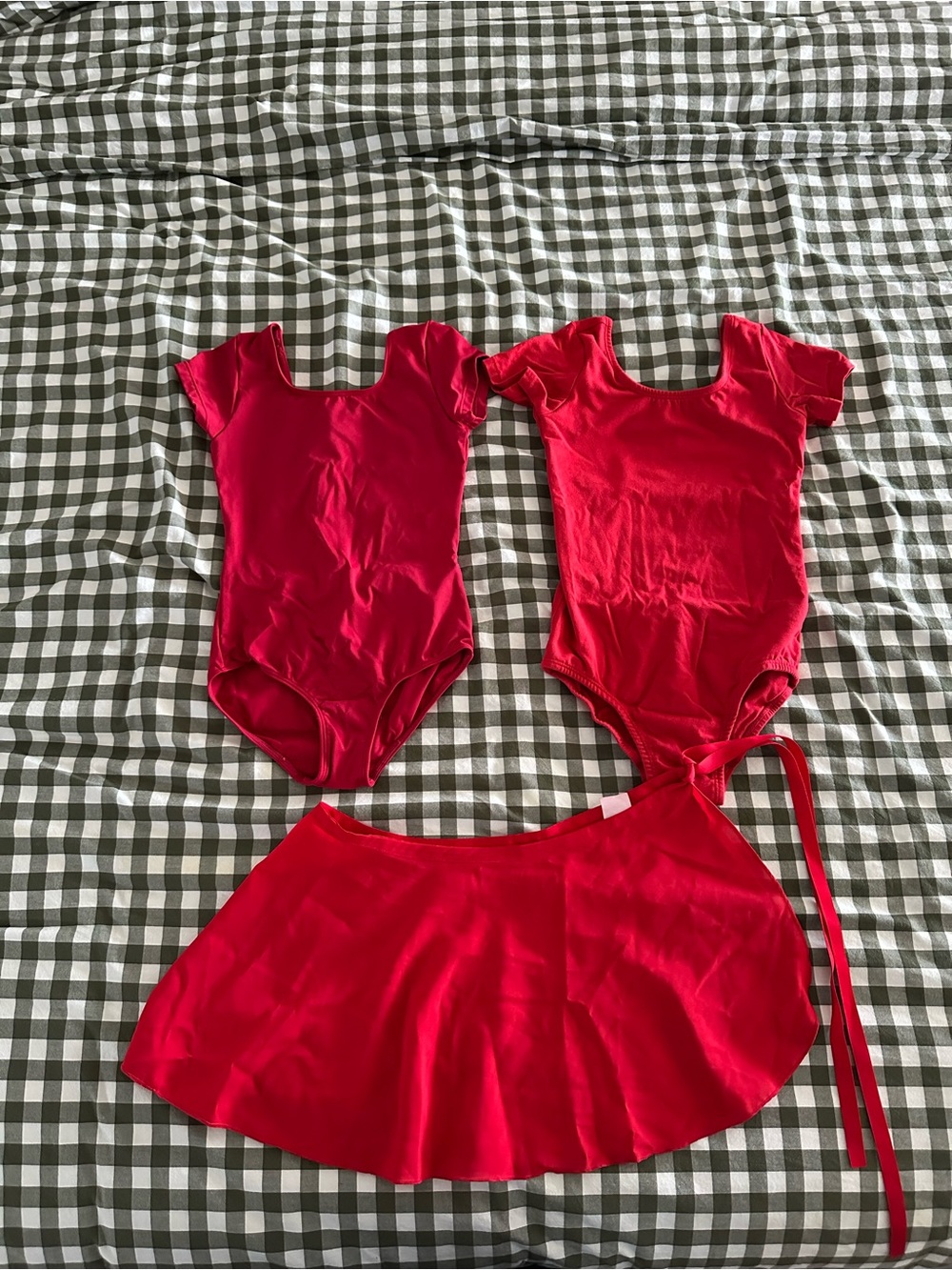 Kids Red Dance Leotard and Skirt Set
